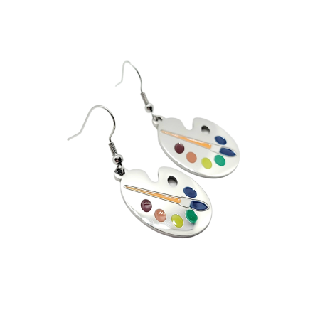 EARRINGS SILVER WITH PAINTING PALETTE21